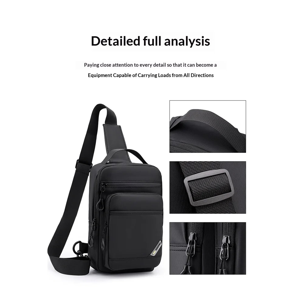 WEIXIER WD2506 Men Chest Bag Crossbody Sling Shoulder Bag Large Capacity Waterproof for Outdoor Sports Travel - Black - 2