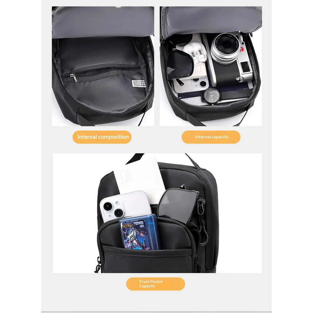 WEIXIER WD2506 Men Chest Bag Crossbody Sling Shoulder Bag Large Capacity Waterproof for Outdoor Sports Travel - Black - 3