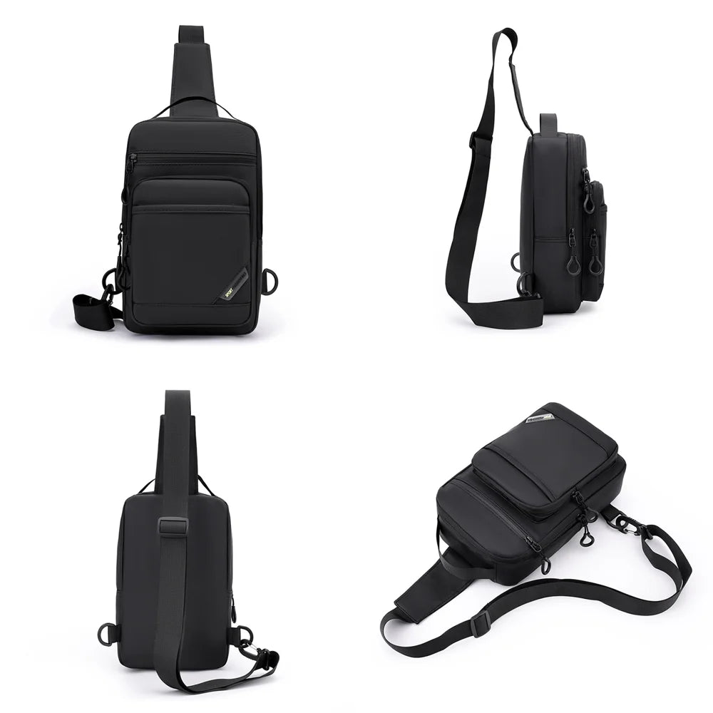 WEIXIER WD2506 Men Chest Bag Crossbody Sling Shoulder Bag Large Capacity Waterproof for Outdoor Sports Travel - Black - 4