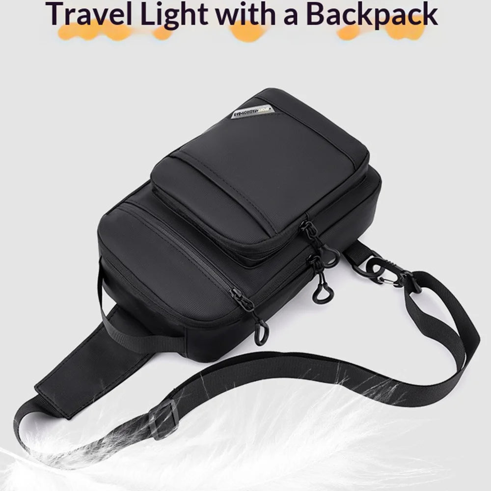 WEIXIER WD2506 Men Chest Bag Crossbody Sling Shoulder Bag Large Capacity Waterproof for Outdoor Sports Travel - Black - 7