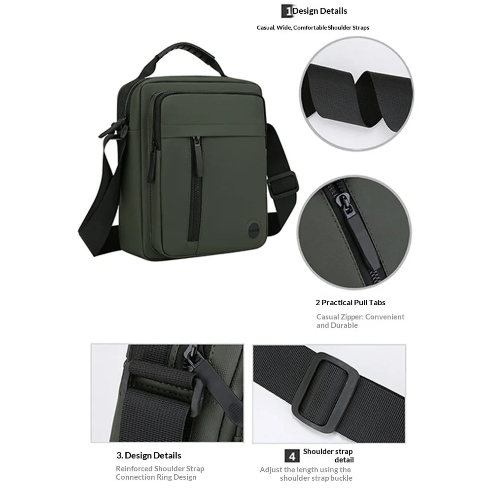 WEIXIER WD601 Men Business Crossbody Bag PU Leather Vintage Shoulder Bag for Work Travel - Black - 3