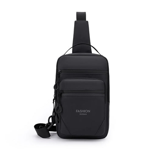 WEIXIER WD72503 Men's Sling Bag Multi-Function Crossbody Bag Waterproof Large Capacity Chest Bag for Travel Outdoor Commute - Black - 1