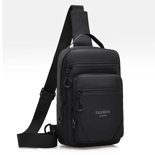WEIXIER WD72503 Men's Sling Bag Multi-Function Crossbody Bag Waterproof Large Capacity Chest Bag for Travel Outdoor Commute - Black - 2
