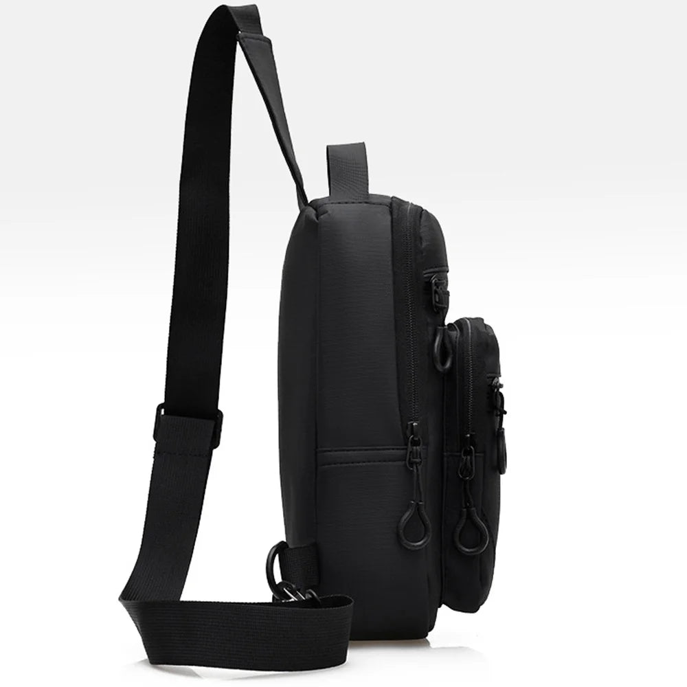 WEIXIER WD72503 Men's Sling Bag Multi-Function Crossbody Bag Waterproof Large Capacity Chest Bag for Travel Outdoor Commute - Black - 3