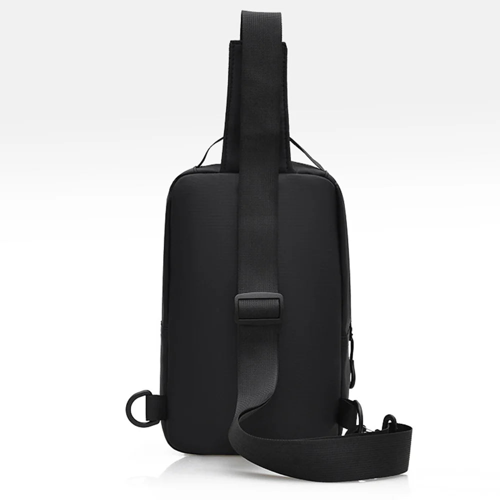 WEIXIER WD72503 Men's Sling Bag Multi-Function Crossbody Bag Waterproof Large Capacity Chest Bag for Travel Outdoor Commute - Black - 4