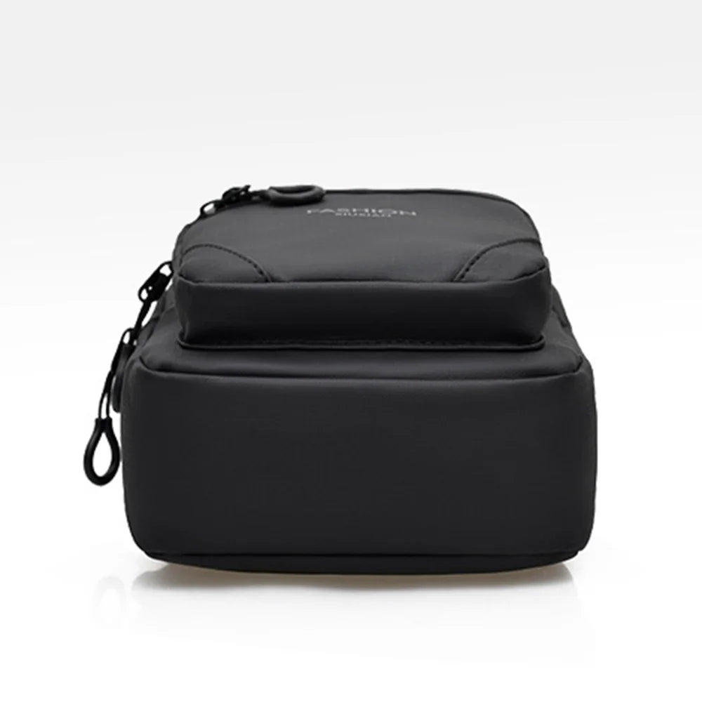 WEIXIER WD72503 Men's Sling Bag Multi-Function Crossbody Bag Waterproof Large Capacity Chest Bag for Travel Outdoor Commute - Black - 5