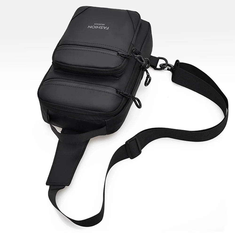 WEIXIER WD72503 Men's Sling Bag Multi-Function Crossbody Bag Waterproof Large Capacity Chest Bag for Travel Outdoor Commute - Black - 6