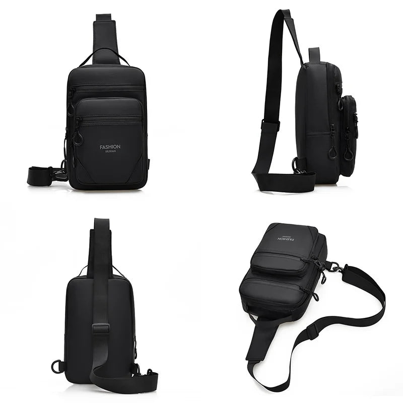 WEIXIER WD72503 Men's Sling Bag Multi-Function Crossbody Bag Waterproof Large Capacity Chest Bag for Travel Outdoor Commute - Black - 7