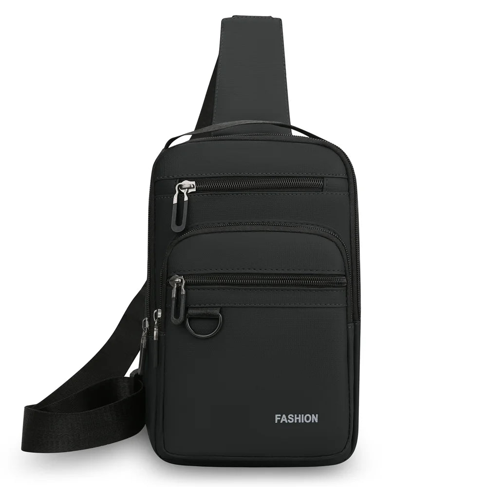 WEIXIER WD6226 Men Chest Bag Large Capacity Waterproof Crossbody Shoulder Bag Oxford Cloth WD6226 - Black - 1