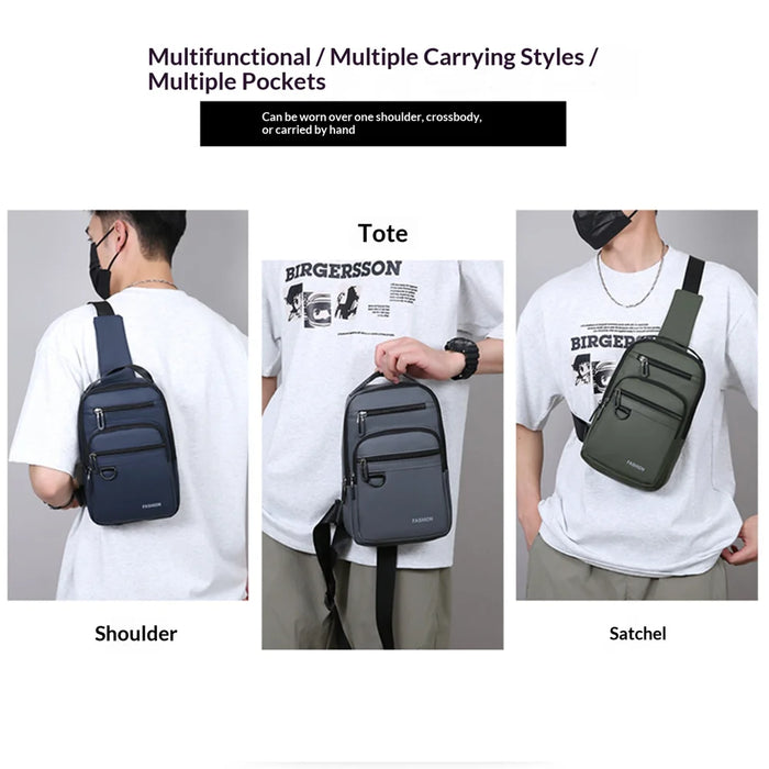 WEIXIER WD6226 Men Chest Bag Large Capacity Waterproof Crossbody Shoulder Bag Oxford Cloth WD6226 - Black - 2