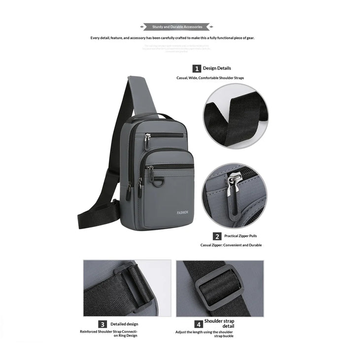 WEIXIER WD6226 Men Chest Bag Large Capacity Waterproof Crossbody Shoulder Bag Oxford Cloth WD6226 - Black - 3