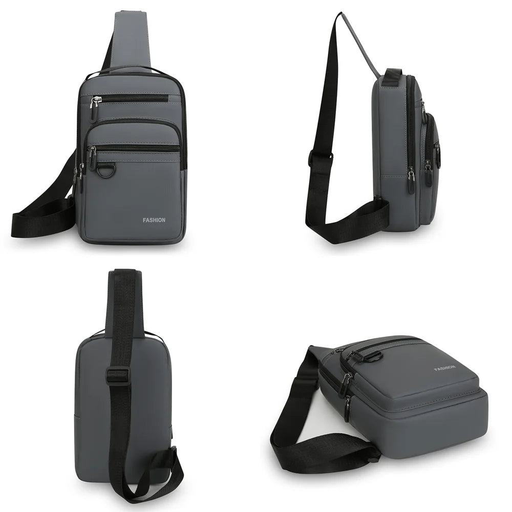 WEIXIER WD6226 Men Chest Bag Large Capacity Waterproof Crossbody Shoulder Bag Oxford Cloth WD6226 - Black - 4