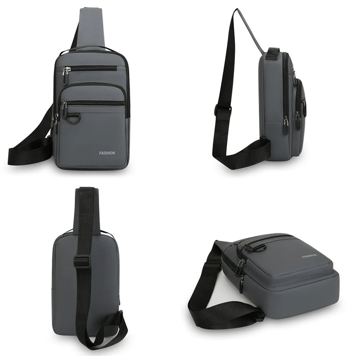 WEIXIER WD6226 Men Chest Bag Large Capacity Waterproof Crossbody Shoulder Bag Oxford Cloth WD6226 - Black - 4
