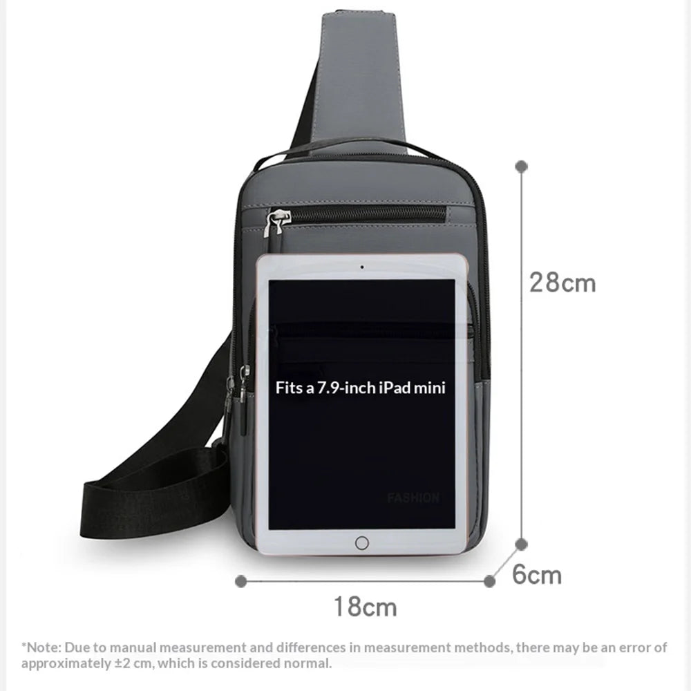 WEIXIER WD6226 Men Chest Bag Large Capacity Waterproof Crossbody Shoulder Bag Oxford Cloth WD6226 - Black - 7