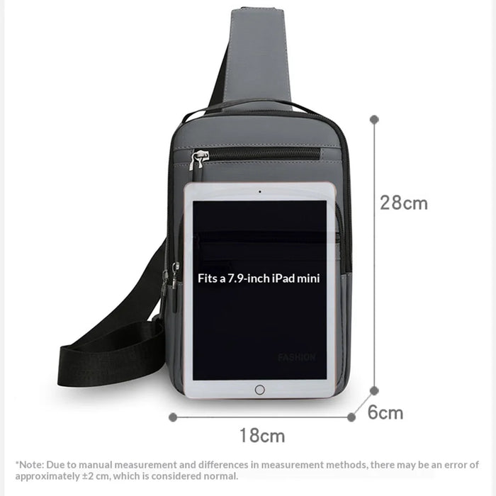 WEIXIER WD6226 Men Chest Bag Large Capacity Waterproof Crossbody Shoulder Bag Oxford Cloth WD6226 - Black - 7