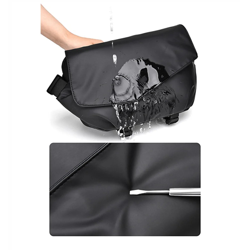 WEIXIER WD1635 Crossbody Bag for Men Waterproof Sling Bag Travel Shoulder Bag for Outdoor - Black - 7
