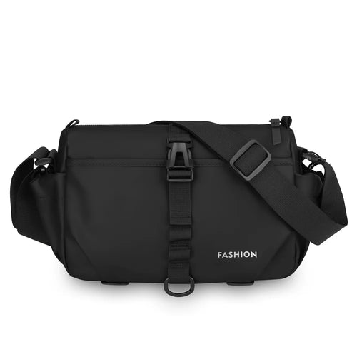 WEIXIER WD2561 Men's Crossbody Bag Large Capacity Chest Bag Waterproof PU Leather for Work Commute Travel - Black - 1