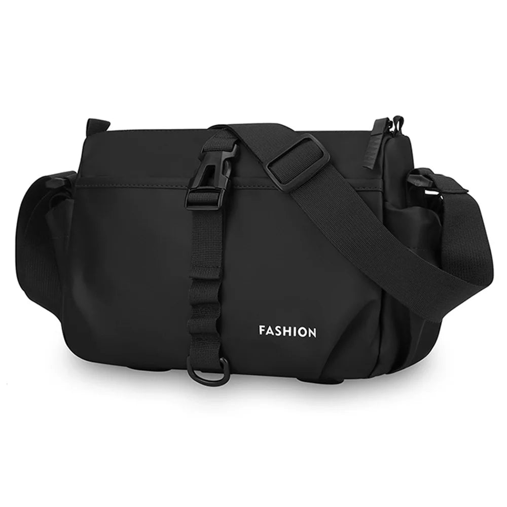 WEIXIER WD2561 Men's Crossbody Bag Large Capacity Chest Bag Waterproof PU Leather for Work Commute Travel - Black - 2