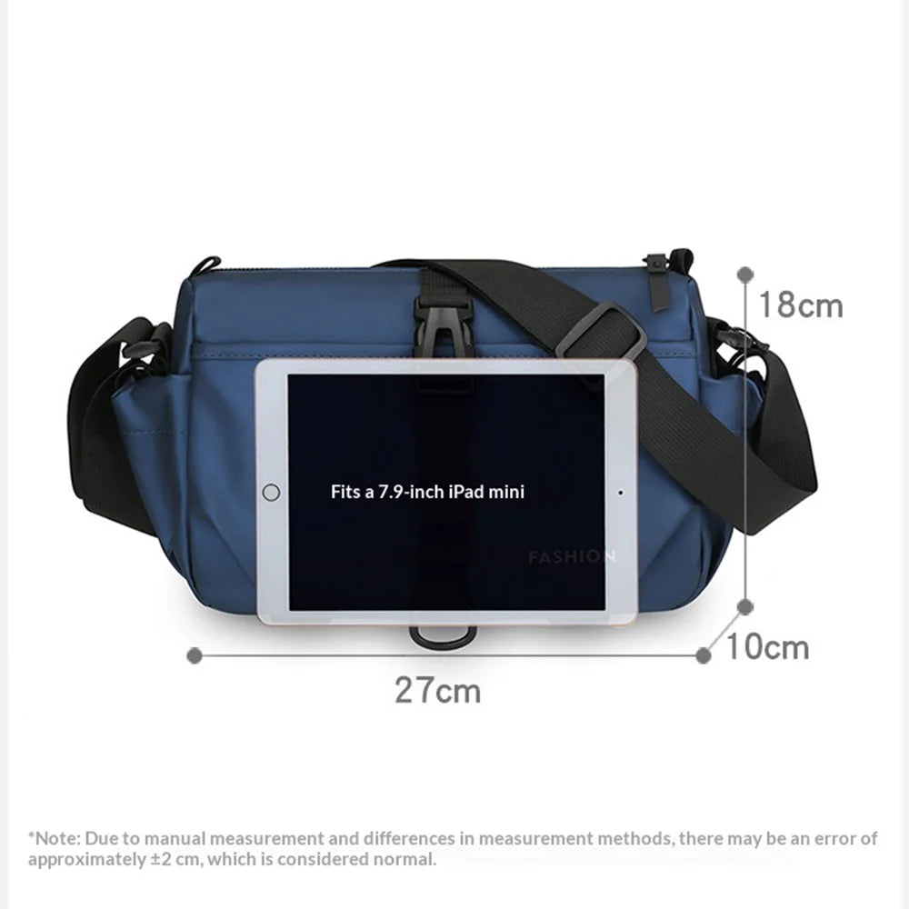 WEIXIER WD2561 Men's Crossbody Bag Large Capacity Chest Bag Waterproof PU Leather for Work Commute Travel - Black - 7