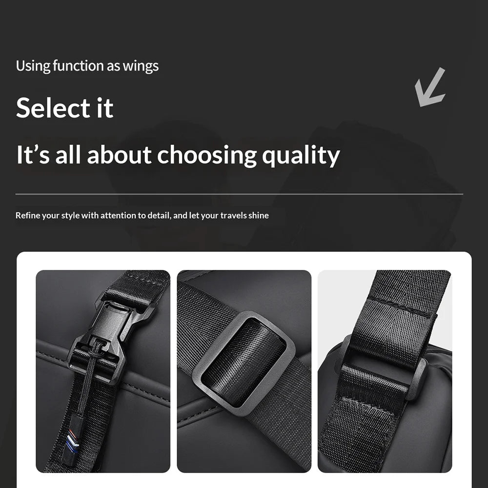 WEIXIER WD5628 Men's Shoulder Bag Large Capacity Travel Crossbody Bag Water Resistant for Commuting Gym - Black - 5