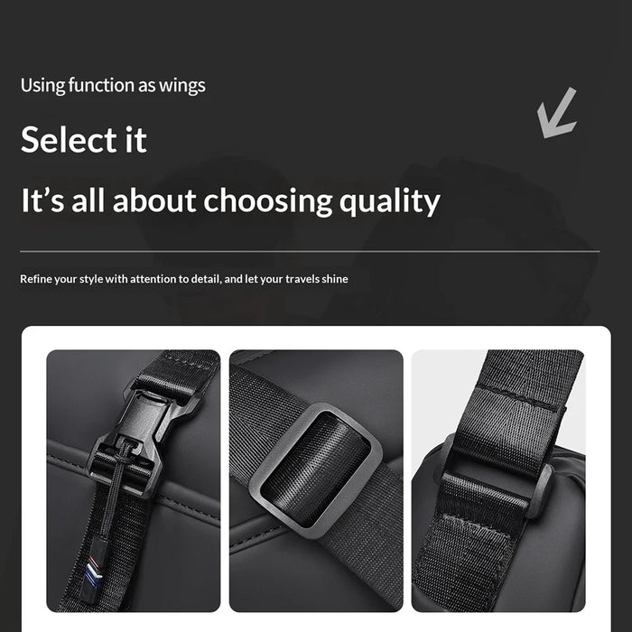 WEIXIER WD5628 Men's Shoulder Bag Large Capacity Travel Crossbody Bag Water Resistant for Commuting Gym - Black - 5