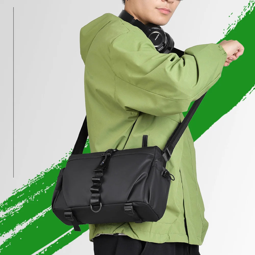 WEIXIER WD5628 Men's Shoulder Bag Large Capacity Travel Crossbody Bag Water Resistant for Commuting Gym - Black - 6