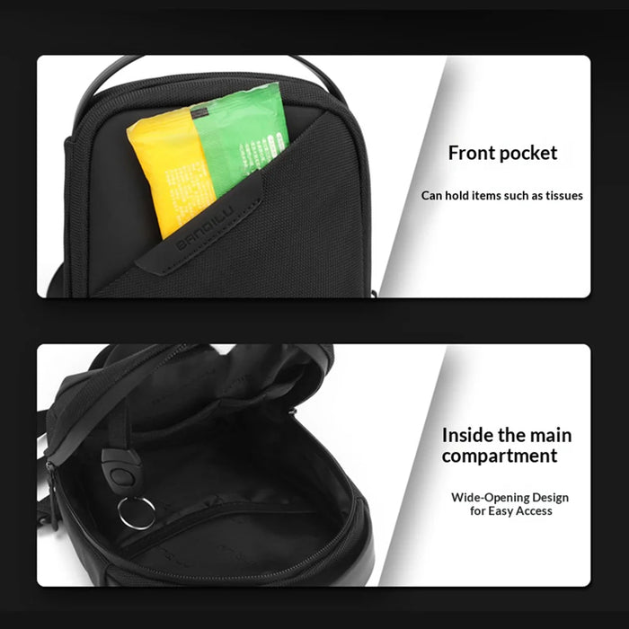 WEIXIER WD8373 Men Crossbody Bag Large Capacity Waterproof Shoulder Messenger Bag for Business Travel - Black - 6
