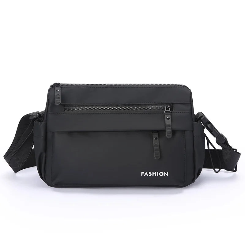 WEIXIER WD2562 Men Crossbody Bag Multi Compartments Waterproof PU Leather Chest Bag for Work Commute - Black - 1