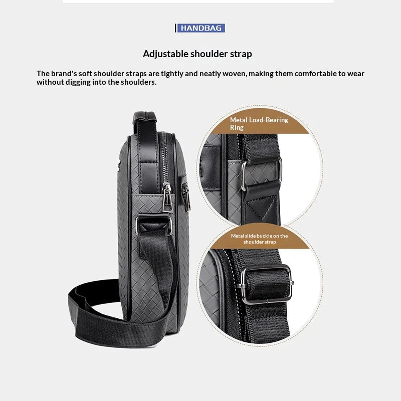 WEIXIER WD602 Men's Crossbody Bag PU Leather Waterproof Messenger Bag for Business Casual - Black - 4