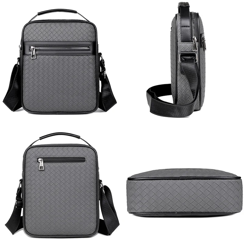 WEIXIER WD602 Men's Crossbody Bag PU Leather Waterproof Messenger Bag for Business Casual - Black - 5
