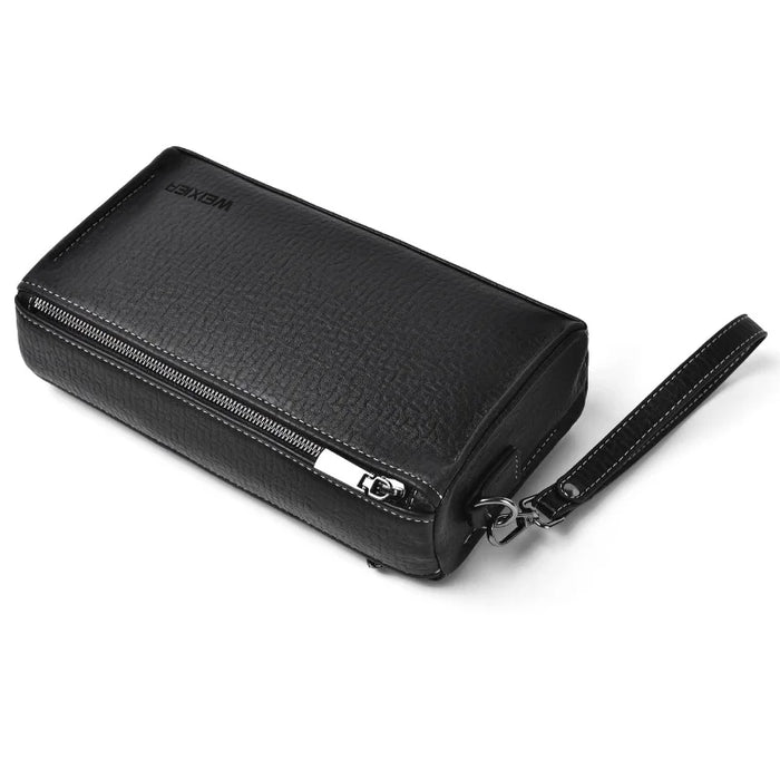 WEIXIER W133 Men Crossbody Bag PU Leather Shoulder Bag Multi Compartment Waterproof for Business - Black - 2