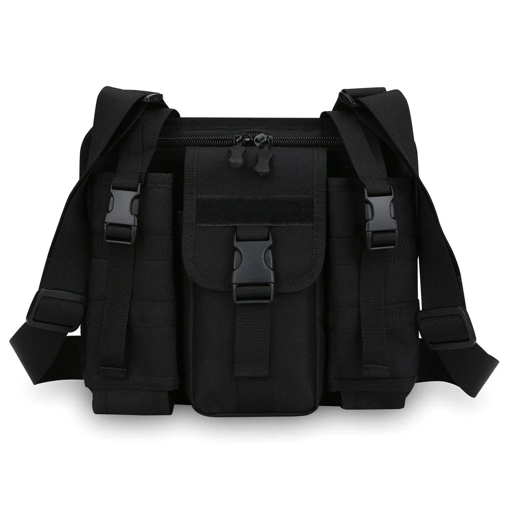 WEIXIER WDT8052 Men Tactical Crossbody Bag Large Capacity Waterproof Nylon Shoulder Bag Multi Pocket for Outdoor Travel - Black - 1