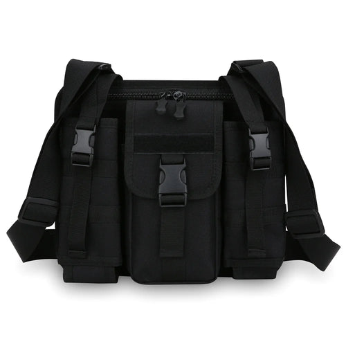 WEIXIER WDT8052 Men Tactical Crossbody Bag Large Capacity Waterproof Nylon Shoulder Bag Multi Pocket for Outdoor Travel - Black - 1