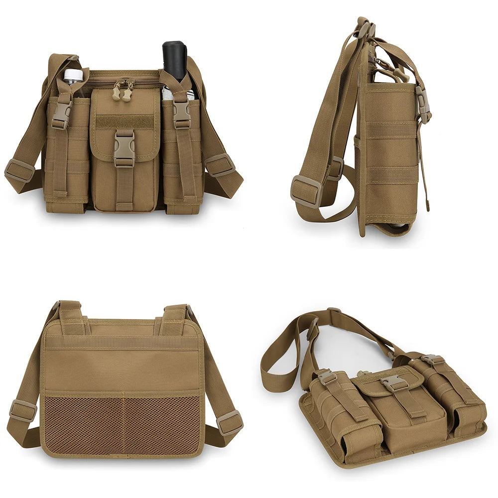 WEIXIER WDT8052 Men Tactical Crossbody Bag Large Capacity Waterproof Nylon Shoulder Bag Multi Pocket for Outdoor Travel - Black - 4