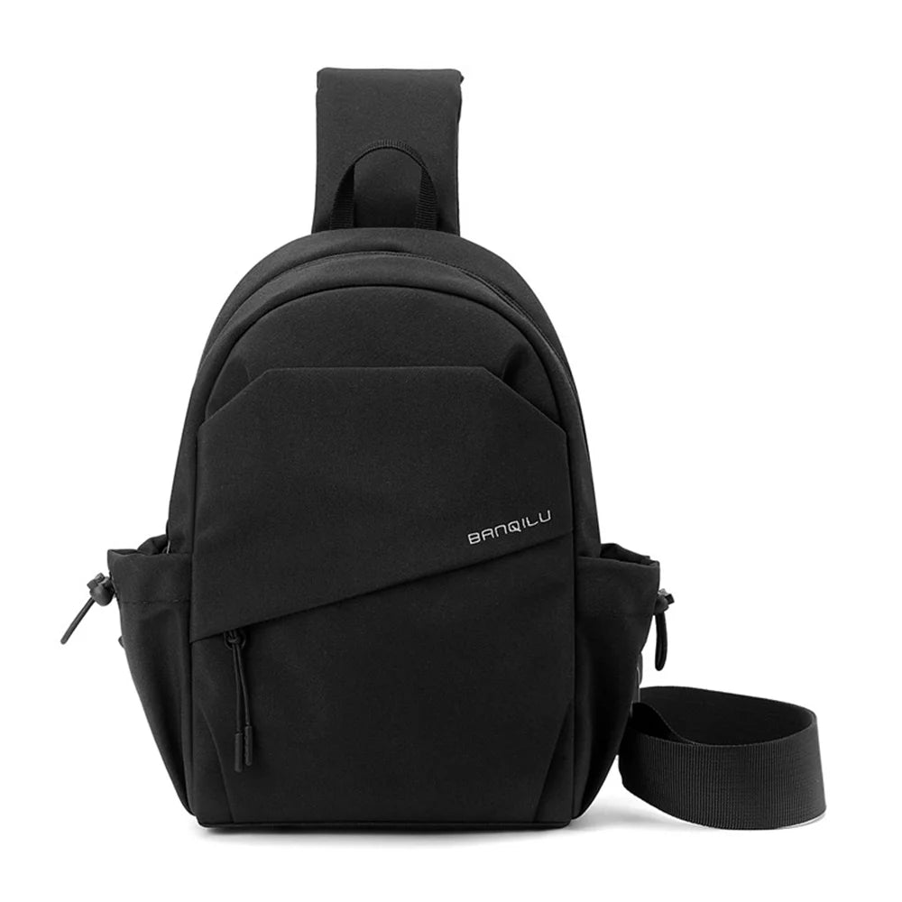 WEIXIER WD8368 Men Chest Bag Crossbody Waterproof Nylon Shoulder Bag Large Capacity for Travel Outdoor - Black - 1