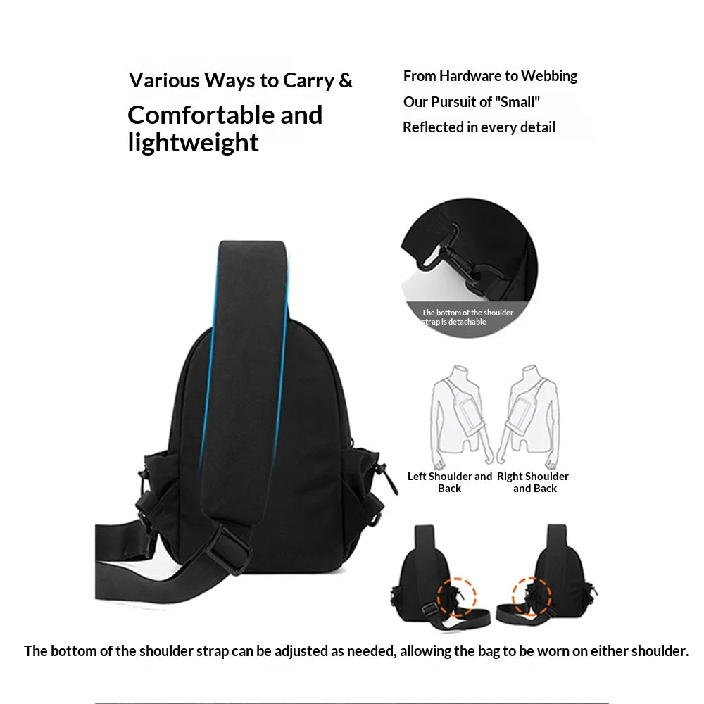 WEIXIER WD8368 Men Chest Bag Crossbody Waterproof Nylon Shoulder Bag Large Capacity for Travel Outdoor - Black - 3