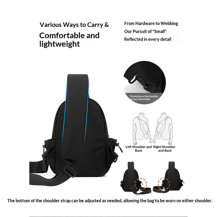 WEIXIER WD8368 Men Chest Bag Crossbody Waterproof Nylon Shoulder Bag Large Capacity for Travel Outdoor - Black - 3