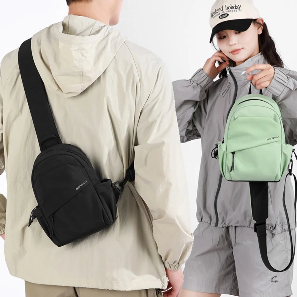 WEIXIER WD8368 Men Chest Bag Crossbody Waterproof Nylon Shoulder Bag Large Capacity for Travel Outdoor - Black - 6