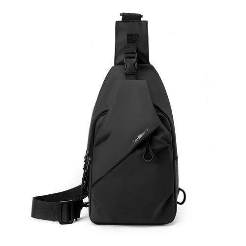 WEIXIER WD8363 Men Chest Bag Large Capacity Crossbody Sling Bag Water Resistant for Daily Commute - Black - 1