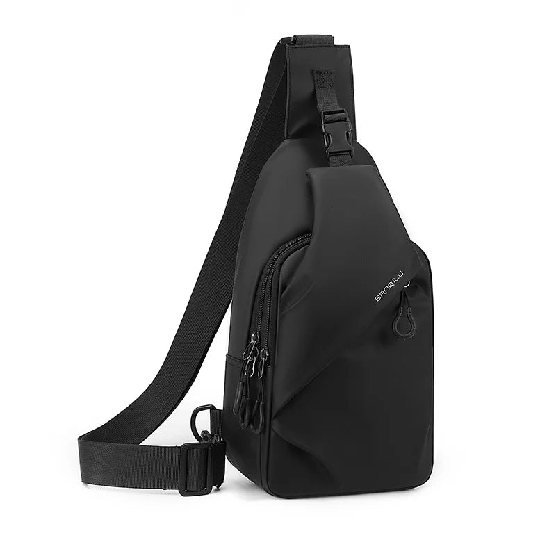 WEIXIER WD8363 Men Chest Bag Large Capacity Crossbody Sling Bag Water Resistant for Daily Commute - Black - 2