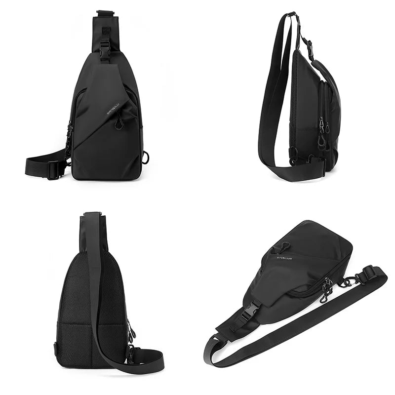 WEIXIER WD8363 Men Chest Bag Large Capacity Crossbody Sling Bag Water Resistant for Daily Commute - Black - 3