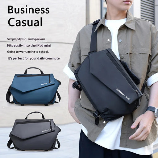 WEIXIER WD25-10 Men Shoulder Bag Large Capacity Crossbody Bag Business Casual Handbag for Office Travel - Black - 2