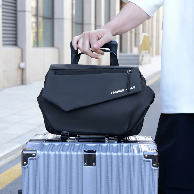 WEIXIER WD25-10 Men Shoulder Bag Large Capacity Crossbody Bag Business Casual Handbag for Office Travel - Black - 4