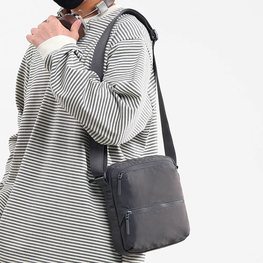 WEIXIER WD35135 Men's Crossbody Bag Waterproof Nylon Sling Bag Multi-Pocket Shoulder Bag for Travel Commute - Black - 4