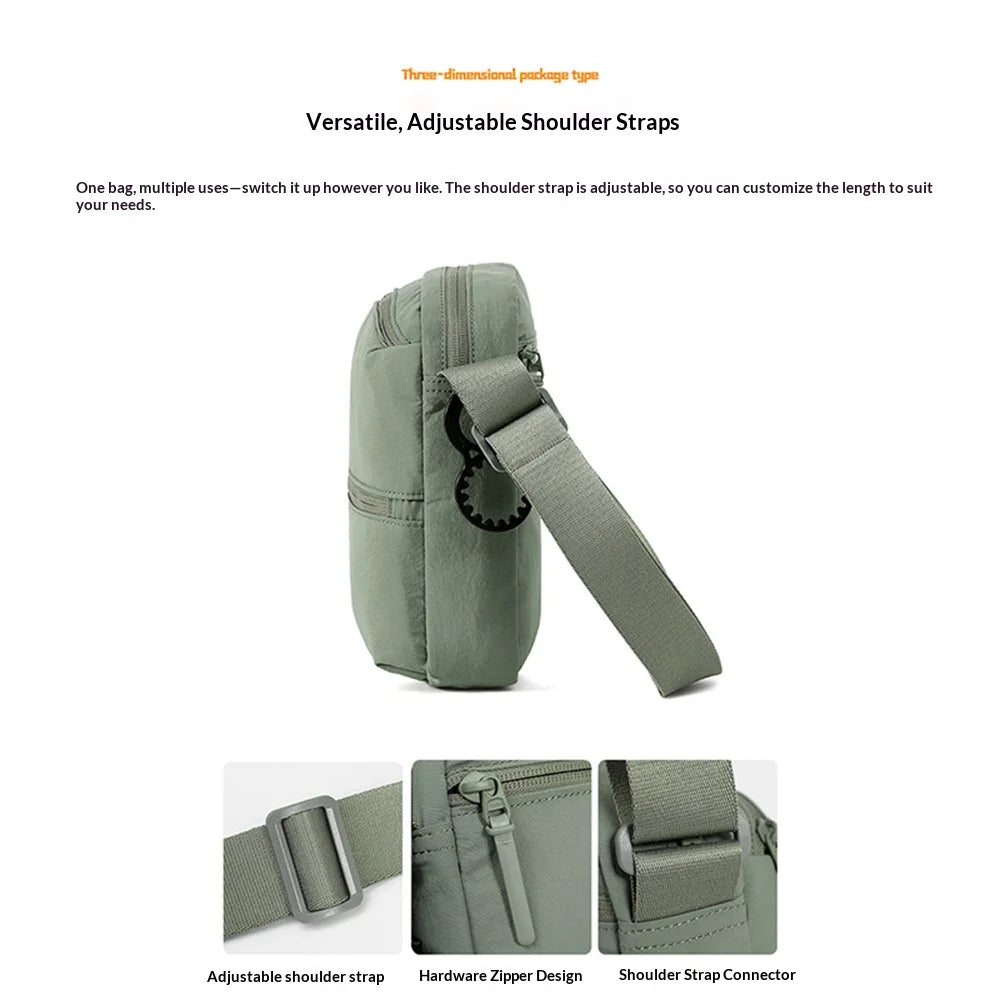 WEIXIER WD35135 Men's Crossbody Bag Waterproof Nylon Sling Bag Multi-Pocket Shoulder Bag for Travel Commute - Black - 6