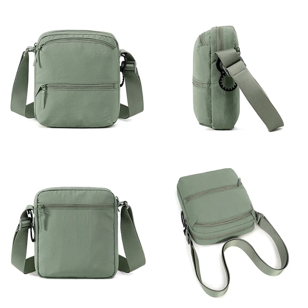 WEIXIER WD35135 Men's Crossbody Bag Waterproof Nylon Sling Bag Multi-Pocket Shoulder Bag for Travel Commute - Black - 7