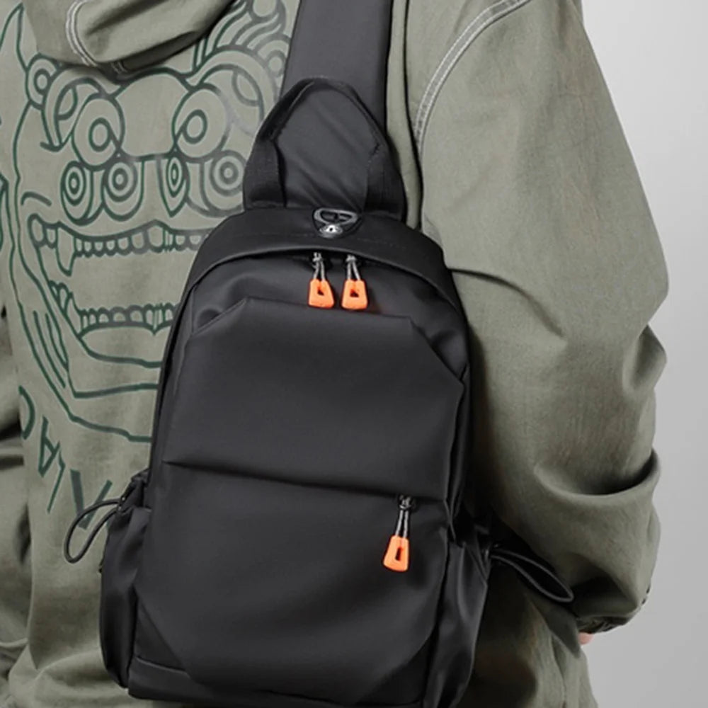 WEIXIER WD5692 Men Chest Bag Waterproof Crossbody Shoulder Bag with USB Charging Port for Travel Daily - Black - 2