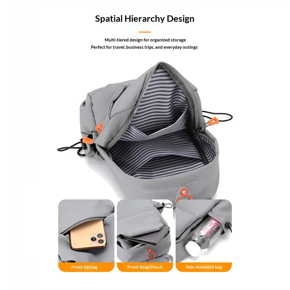 WEIXIER WD5692 Men Chest Bag Waterproof Crossbody Shoulder Bag with USB Charging Port for Travel Daily - Black - 3