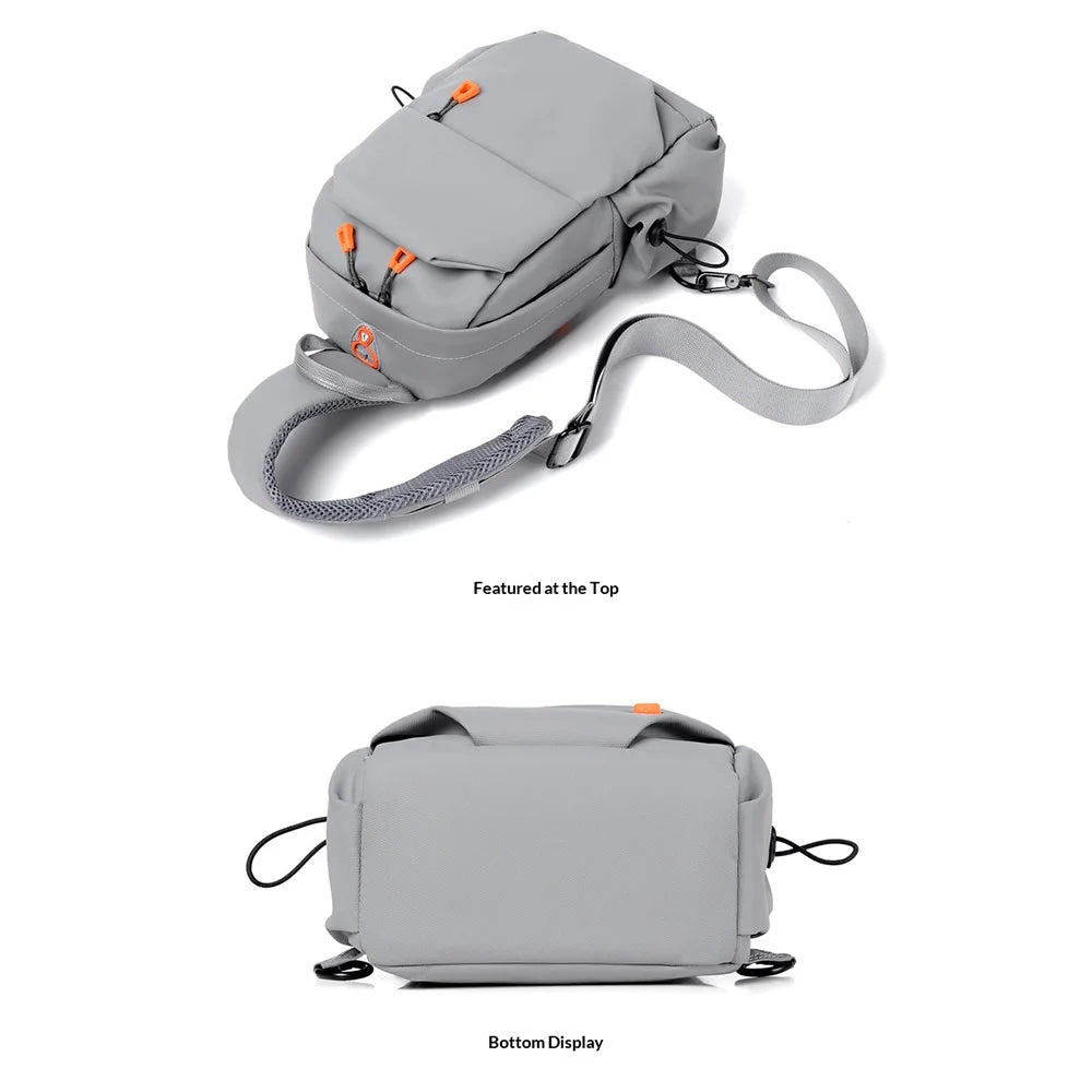 WEIXIER WD5692 Men Chest Bag Waterproof Crossbody Shoulder Bag with USB Charging Port for Travel Daily - Black - 6