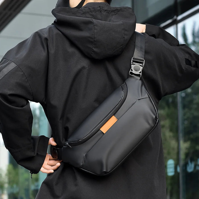 WEIXIER WD5018 Men's Crossbody Bag Waterproof Shoulder Bag Multi-Function Chest Bag for Outdoor Travel - Black - 2